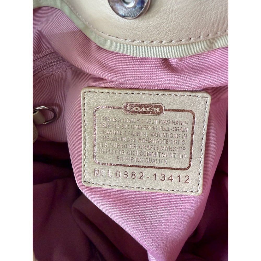 Coach Ergo Pleated Hobo Bag Tan Leather Shoulder Bag Pink Lining 13412 - Picture 6 of 15